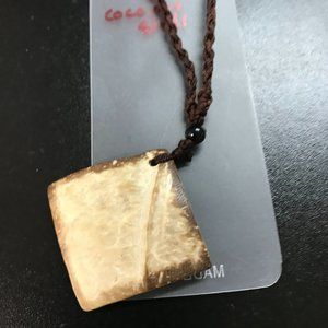 18" Adjustable Square/diamond Cotton and Coconut Shell Necklaces